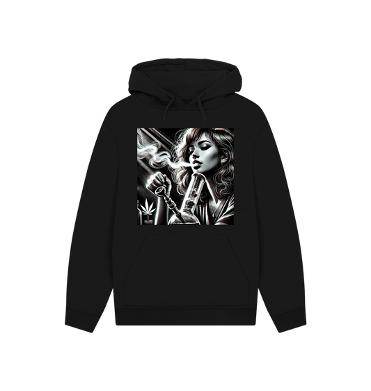 Black Printed Hoody Front
